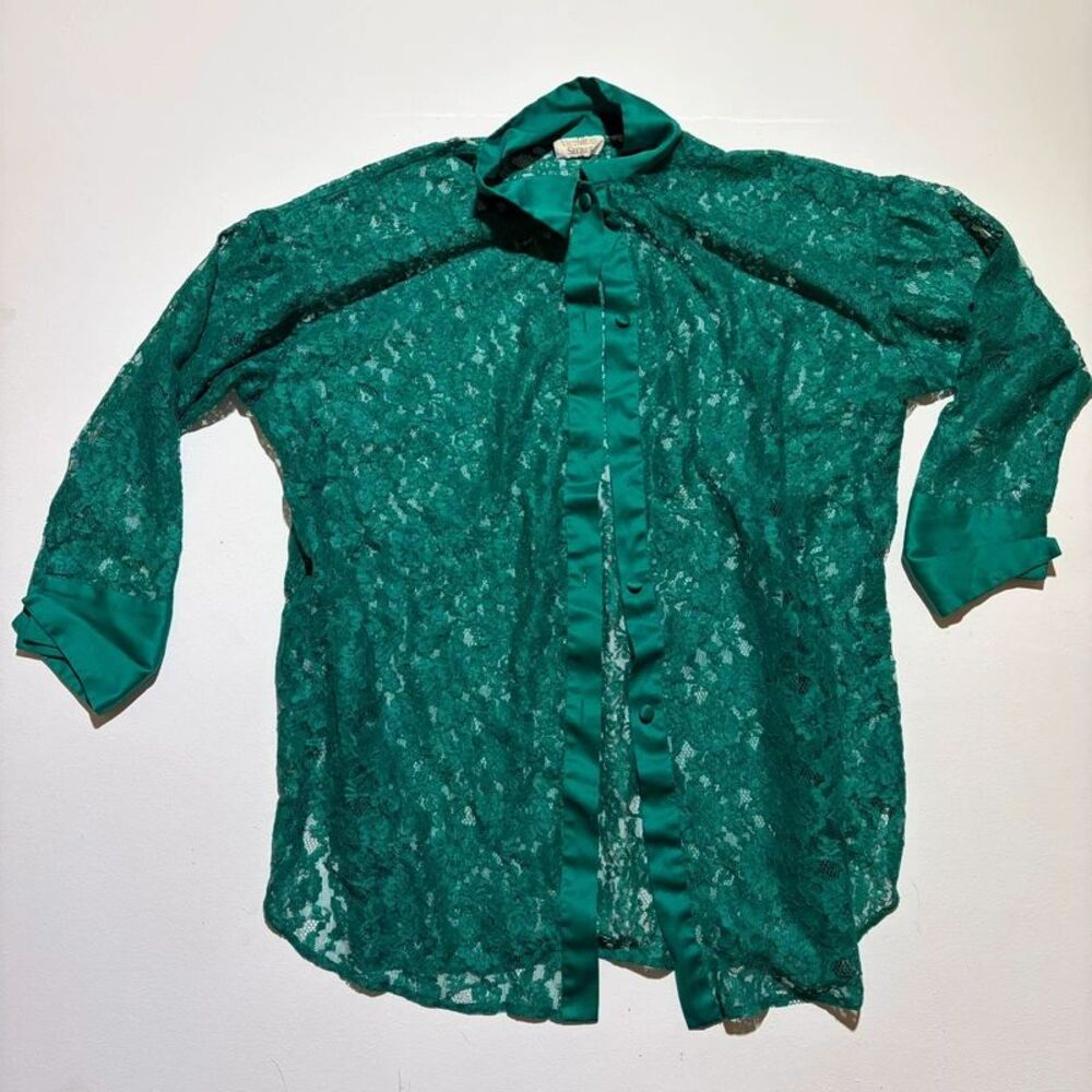Vintage Victoria's Secret Green Lace Robe